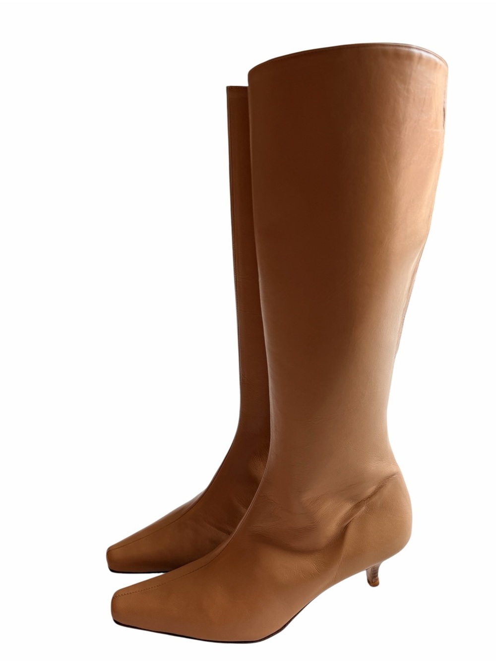 Coup D'etat Y2K Tan Knee-High Kitten Heel Boots Size 6B